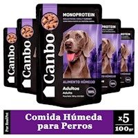 Pack x5 Comida Húmeda Perro Adulto Canbo Pavo 100gr